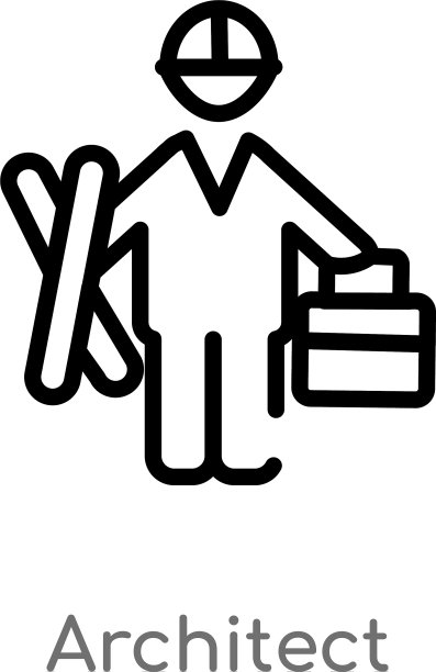 建筑师图标黑色简约线条轮廓图片下载