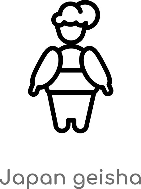 概述日本艺妓图标孤立的黑色简单图片下载