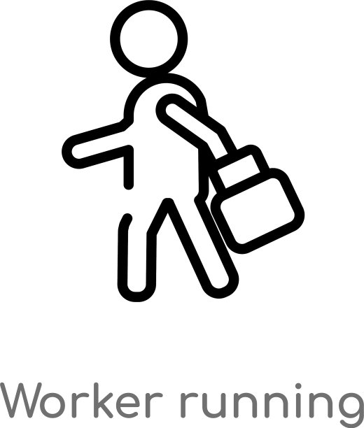 Outline worker运行图标孤立黑色简单图片下载