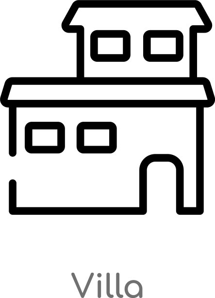别墅图标轮廓（黑色简约线条）图片下载