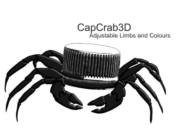 CapCrab3D - 3D塑料瓶盖与蟹等距视图剪影黑白背景-完全可移动矢量- Brachyura /一次性饮水容器盖混合剪影纹理背景图片下载
