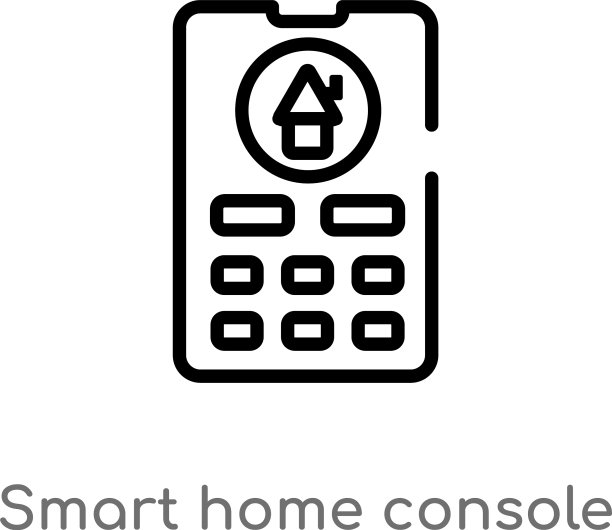 轮廓智能家居控制台图标孤立黑色图片下载