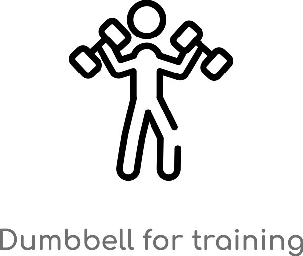 轮廓哑铃训练图标孤立黑色图片下载
