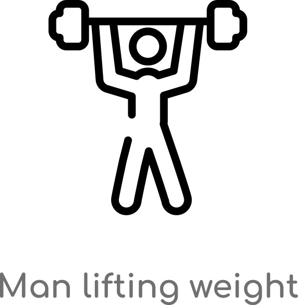 轮廓人举重图标孤立的黑色图片下载