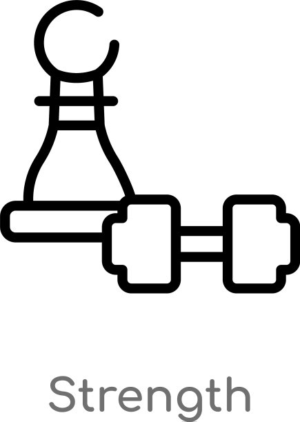 轮廓力量图标：黑色简约线条图片下载