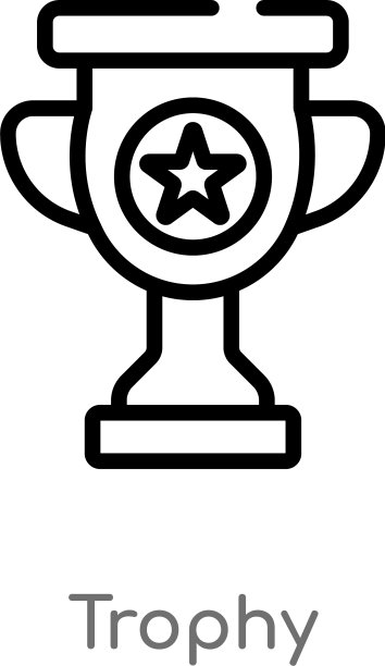 轮廓奖杯图标孤立黑色简单线图片下载