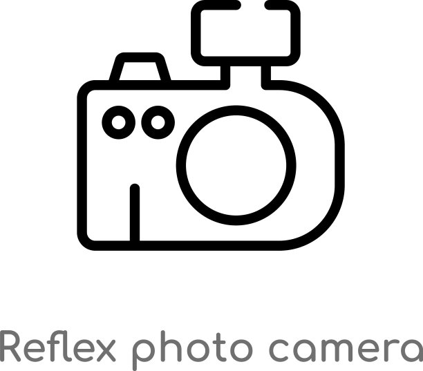轮廓反射相机图标孤立黑色图片下载