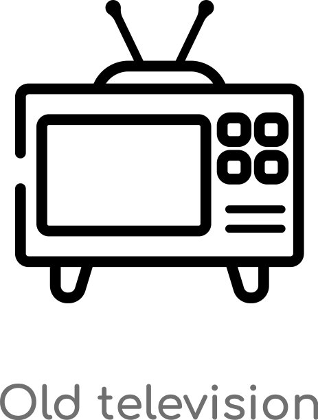轮廓老电视图标孤立黑色简单图片下载