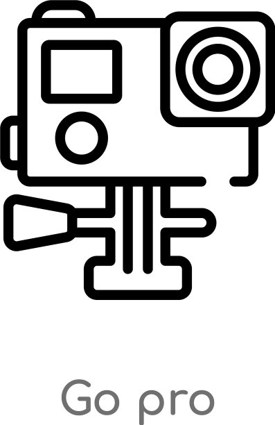 Outline go pro图标孤立黑色简单线条图片下载