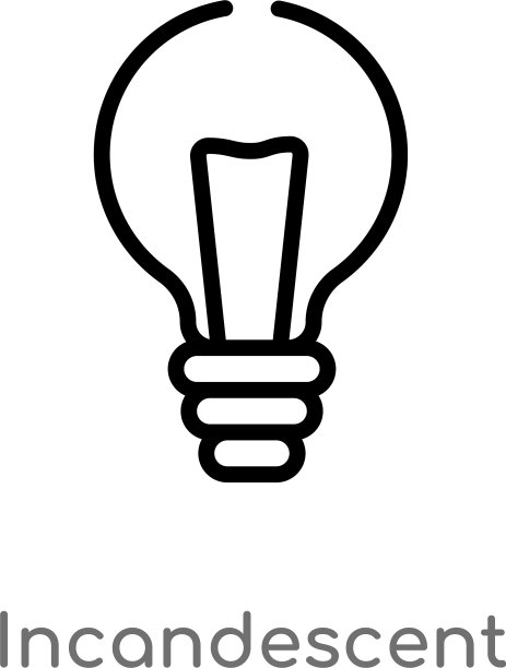 白炽灯轮廓图标黑色简约图案图片下载