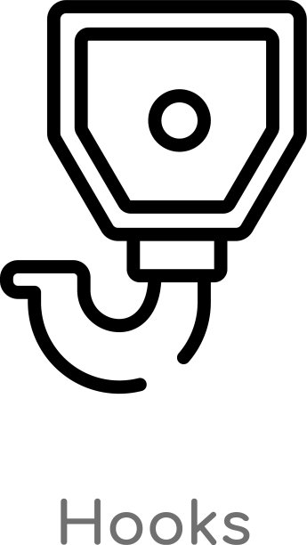 黑色简约线条挂钩轮廓图标图片下载