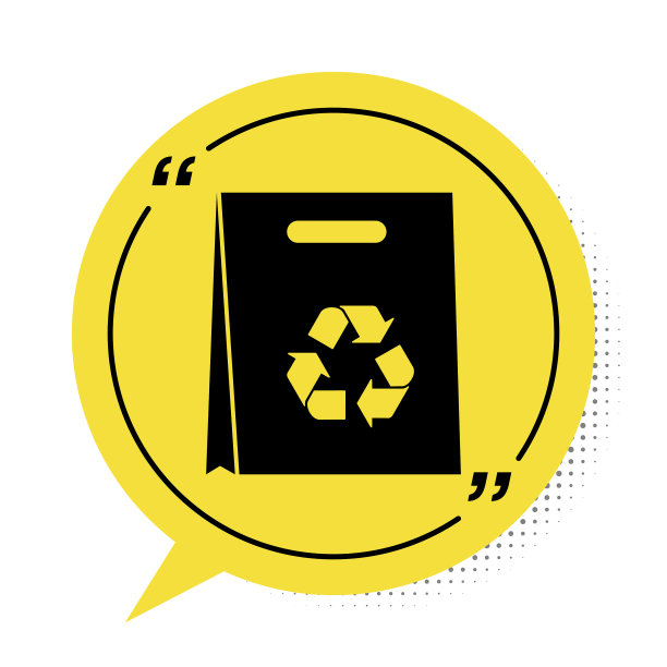 黑色购物袋与回收图标图片下载