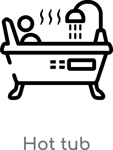 轮廓热浴盆图标孤立黑色简单线图片下载