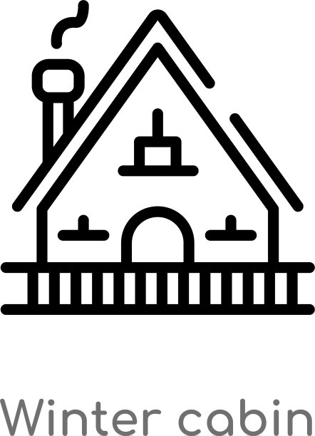 轮廓冬季木屋图标孤立黑色简单图片下载