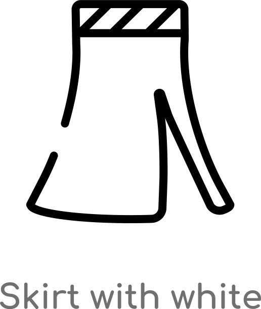 轮廓裙与白色衬里图标孤立图片下载