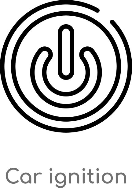 黑色简约风格的汽车点火轮廓图标图片下载