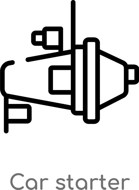 轮廓车启动器图标孤立黑色简单图片下载
