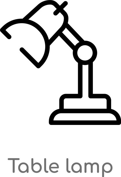黑色简约线条台灯轮廓图标图片下载