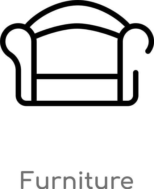 轮廓家具图标孤立黑色简单线条图片下载