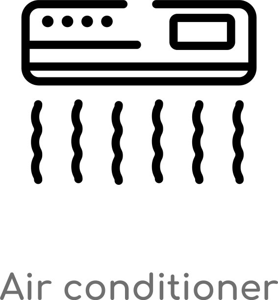 轮廓空调图标孤立黑色图片下载