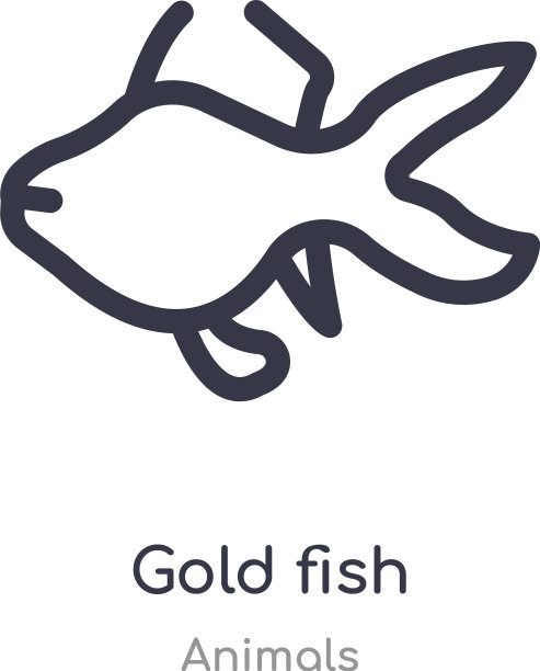 金鱼轮廓图标与动物隔离线图片下载