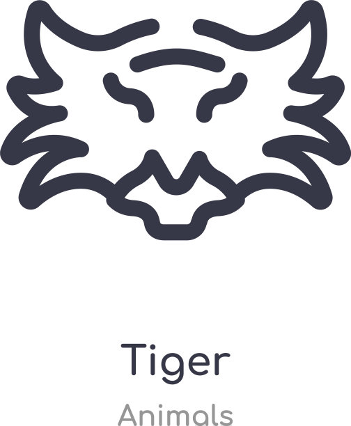 老虎轮廓图标与动物隔离线图片下载