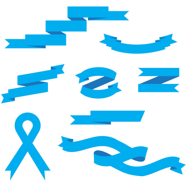 蓝丝带设置在孤立的庆祝和图片下载