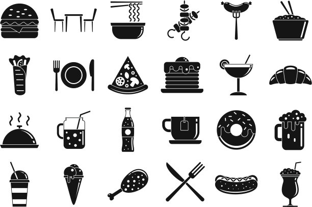 美食广场图标设置简单的风格图片下载