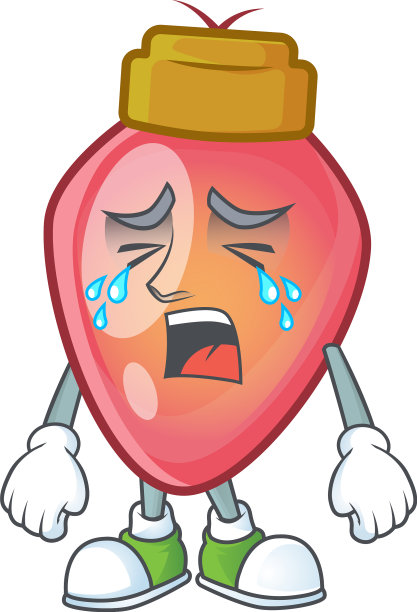 悲伤哭泣的红色圣诞灯泡卡通人物图片下载