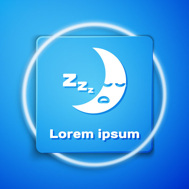 白色的月亮图标孤立在蓝色的背景图片下载