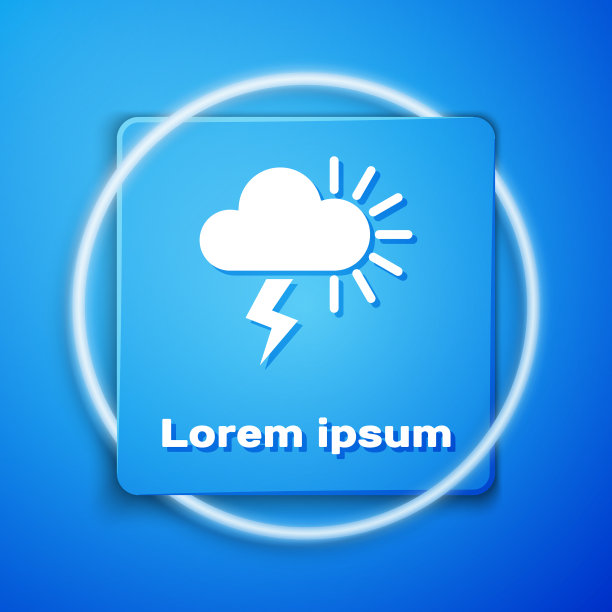 白色风暴图标孤立在蓝色背景图片下载