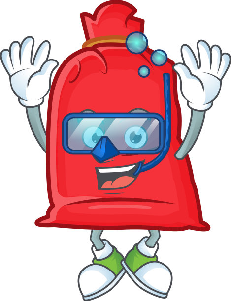 微笑的圣诞老人袋接近卡通人物风格图片下载