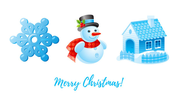 圣诞图标设置卡通雪人雪花图片下载