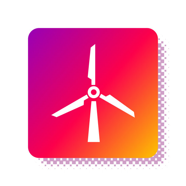 白色风力涡轮机图标孤立在白色上图片下载