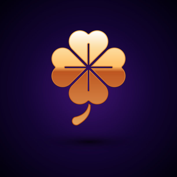 金四叶三叶草图标孤立在深蓝色图片下载