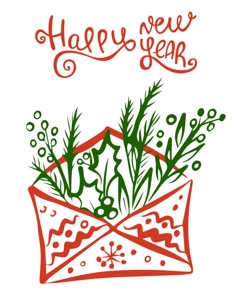 一封圣诞信，里面有一束冬天的花束图片下载