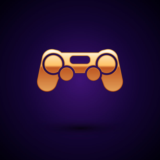 金色手柄图标孤立在深蓝色的背景图片下载