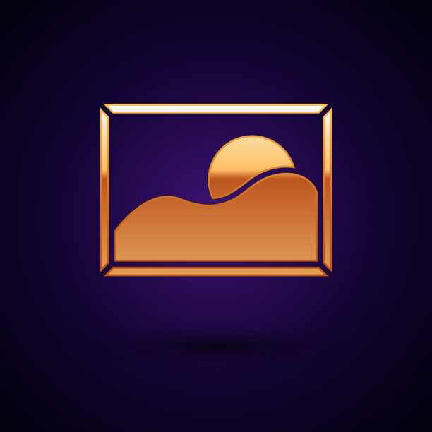 金色图片景观图标孤立在深蓝色图片下载