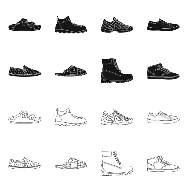 隔离对象鞋和鞋类标志集图片下载