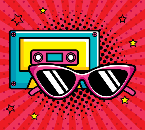 戴着墨镜的磁带音乐流行艺术偶像图片下载