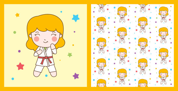 空手道女孩与红带性格与图案图片下载