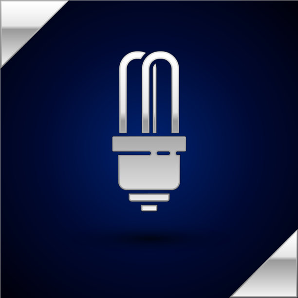 银色led灯泡图标孤立在深蓝色图片下载