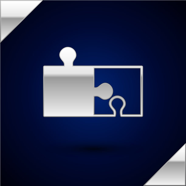 银块拼图图标孤立在深蓝色图片下载