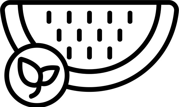 天然西瓜图标孤立轮廓图片下载