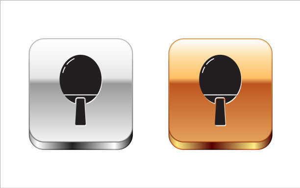 黑色球拍打乒乓球图标图片下载