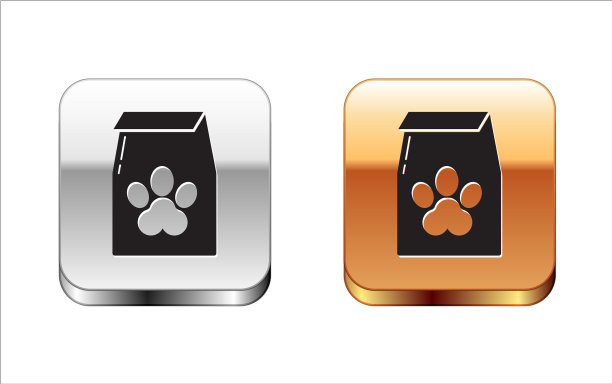 黑色袋宠物食品图标孤立在白色图片下载