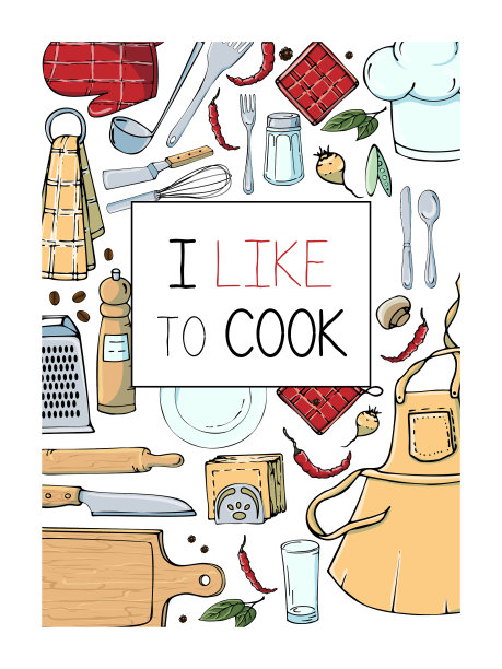 用厨房用具手绘图片下载