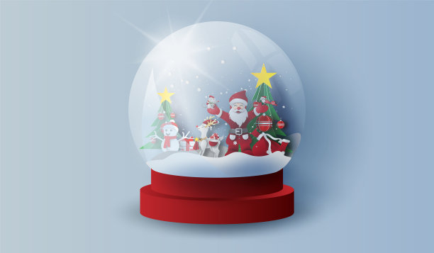 玻璃球雪与山景相映成趣图片下载