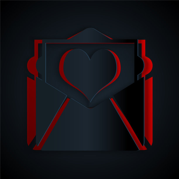 剪纸信封与情人节心的图标图片下载