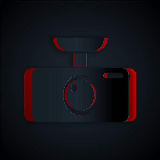 剪纸汽车DVR图标孤立在黑色图片下载